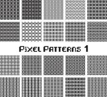 Pixel pattern seamless, black and white color. Patterns set in retro design. vector