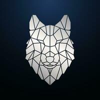 Silver Polygonal Wolf head. vector