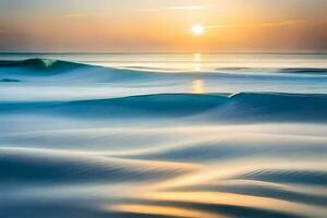 el Dom conjuntos terminado el Oceano ondas. generado por ai foto