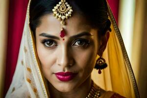 a beautiful indian bride in traditional attire. AI-Generated photo