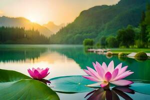 the lotus flower is a symbol of enlightenment and peace. AI-Generated photo