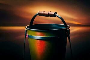 a bucket with a handle and a handle. AI-Generated photo