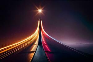 a long exposure photograph of a bridge at night. AI-Generated photo