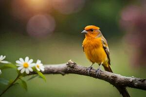 foto fondo de pantalla pájaro, el sol, flores, el pájaro, el pájaro, el pájaro, el. generado por ai