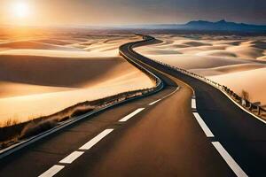 el la carretera a el desierto. generado por ai foto