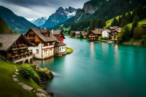 the beautiful village of switzerland. AI-Generated photo