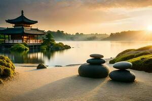 el japonés jardín en Kioto. generado por ai foto