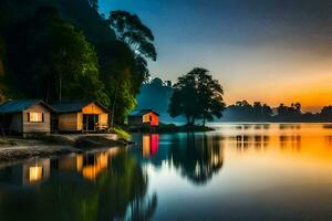 the lake house by james kim. AI-Generated photo