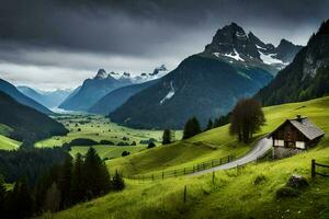the house in the mountains. AI-Generated photo