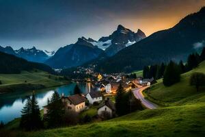 the village of person in the swiss alps. AI-Generated photo