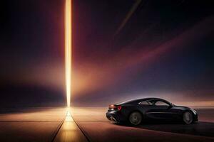 the bmw m8 coupe is shown in a night scene. AI-Generated photo