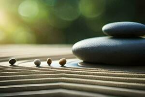 a zen garden with stones and pebbles. AI-Generated photo