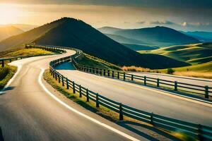a winding road in the mountains. AI-Generated photo