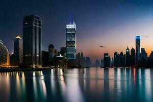 the city skyline at night in dubai. AI-Generated photo