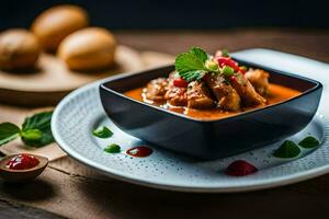 pollo curry en un bol. generado por ai foto