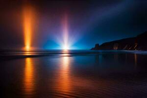 el ligero de el Dom brilla en el océano. generado por ai foto