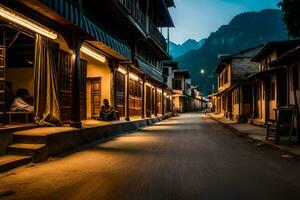 a street in the mountains at night. AI-Generated photo