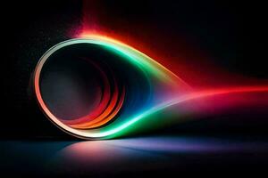 a colorful light is shining through a dark background. AI-Generated photo