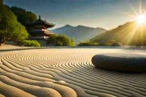 the zen garden in china. AI-Generated photo