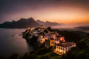 el pueblo de castel del ghiaccio, Italia. generado por ai foto