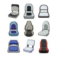 boat seats set cartoon vector illustration