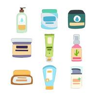 dry skin cream set cartoon vector illustration