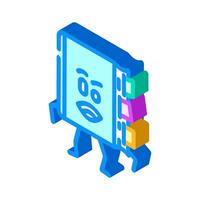 flat happy book character isometric icon vector illustration