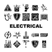 electrical danger voltage icons set vector