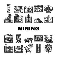 mining engineer industry icons set vector