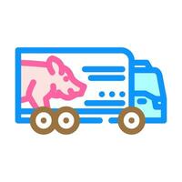 cerdo transporte camión color icono vector ilustración