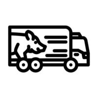 cerdo transporte camión línea icono vector ilustración