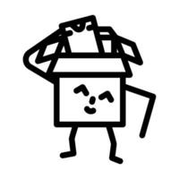 take out cardboard box character line icon vector illustration