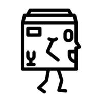 go cardboard box character line icon vector illustration