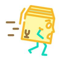 correr cartulina caja personaje color icono vector ilustración