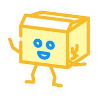 stand cardboard box character color icon vector illustration