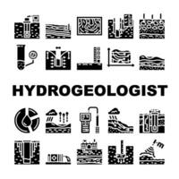 hydrogeologist industrial icons set vector