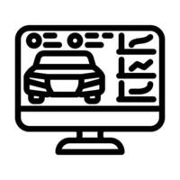 diagnóstico computadora coche mecánico línea icono vector ilustración