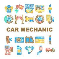 car mechanic auto icons set vector