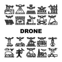 drone use technology icons set vector