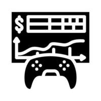 monetización juego desarrollo glifo icono vector ilustración