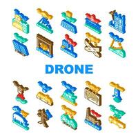 drone use technology icons set vector