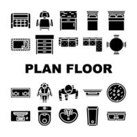 plan floor home icons set vector