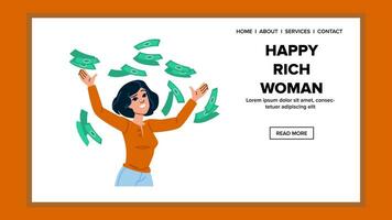 luxury happy rich woman vector