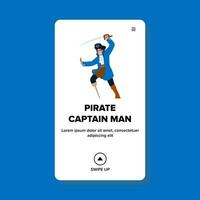 hat pirate captain man vector