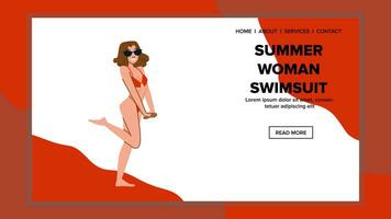 ocean summer woman swimsuit vector