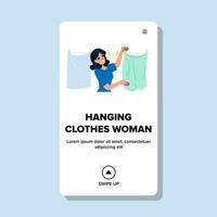 female hanging clothes woman vector