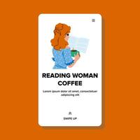 person reading woman coffee vector