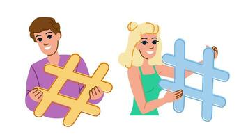 símbolo hashtag personas vector