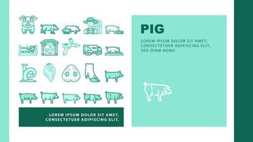 pig pork farm landing header vector