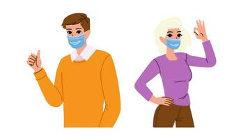 protection wearing face mask vector